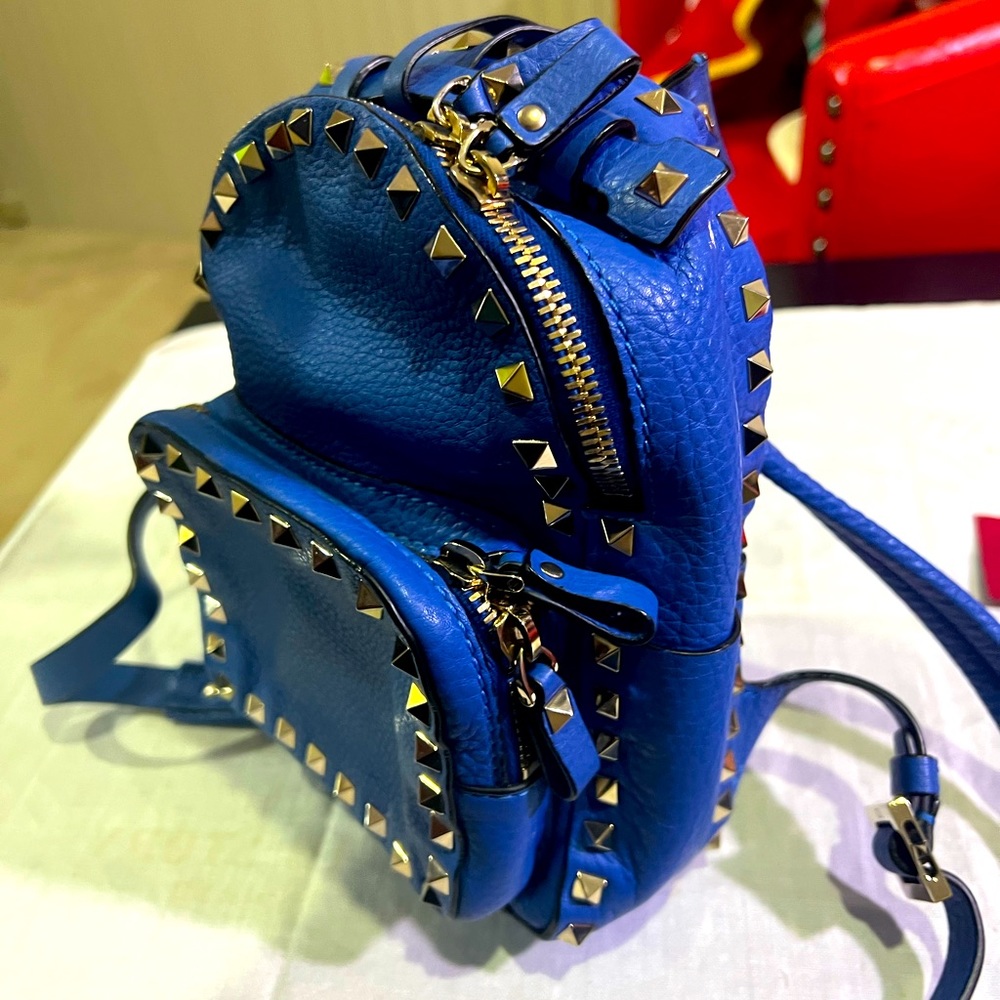 Valentino Mini Backpack in Azure Blue Leather